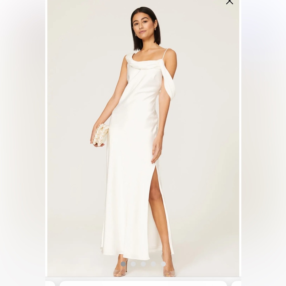 Fame & Partners Francois Drape Gown Maxi Dress in White Size 16